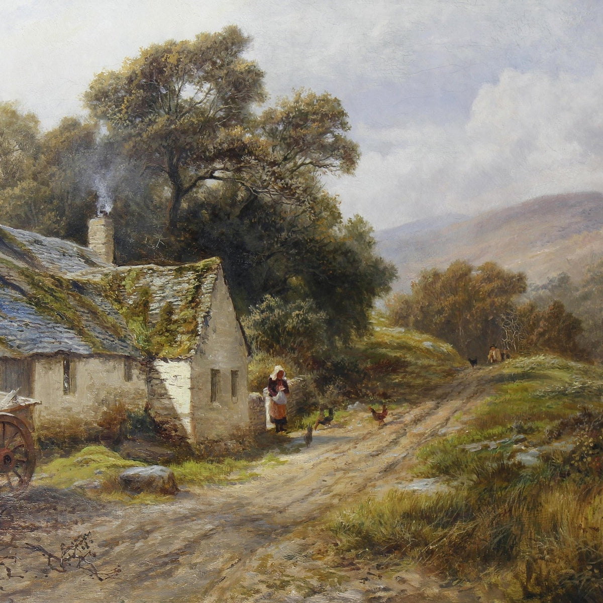 Country Cottage and Rural Path in Autumn Hills - Landscape Oil Painting - Oil Painting Haven