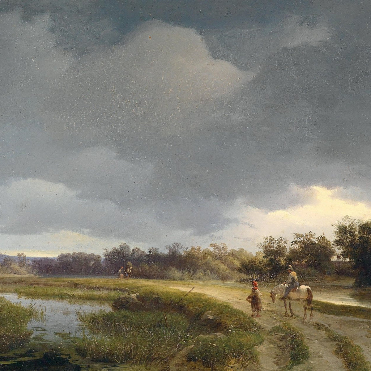 Country Path Before the Storm | Hand - Painted Landscape Oil Painting - Oil Painting Haven
