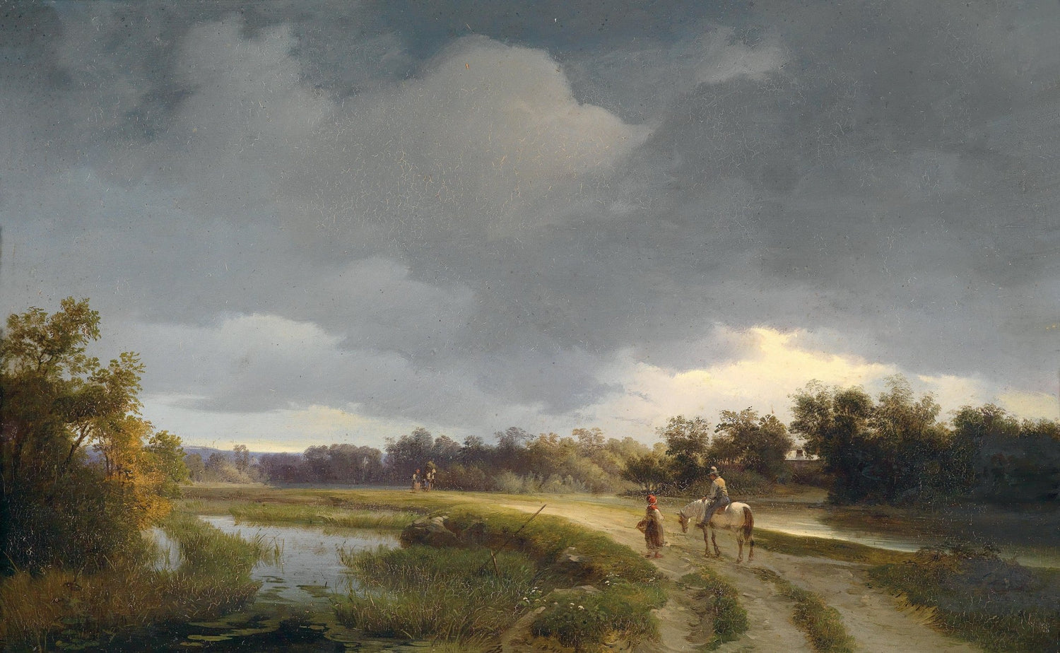 Country Path Before the Storm | Hand - Painted Landscape Oil Painting - Oil Painting Haven