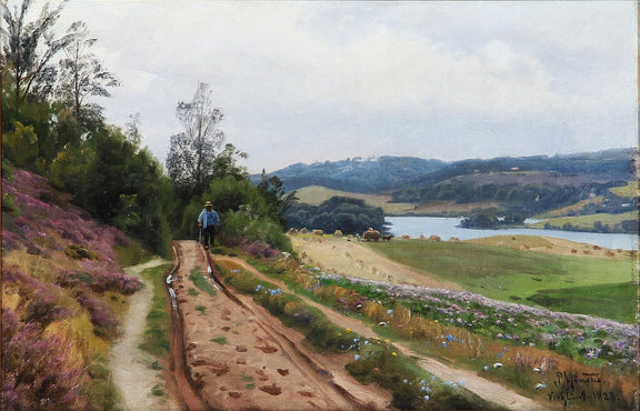 Country Path by the Lake – Hand - Painted Landscape Oil Painting - Oil Painting Haven