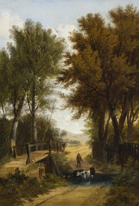 Country Path with Trees and Cattle – Landscape Oil Painting - Oil Painting Haven
