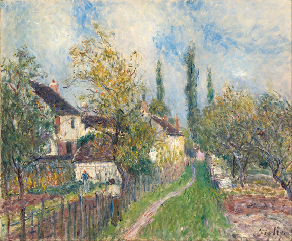 Countryside Houses and Garden Path in Spring - Landscape Oil Painting - Oil Painting Haven