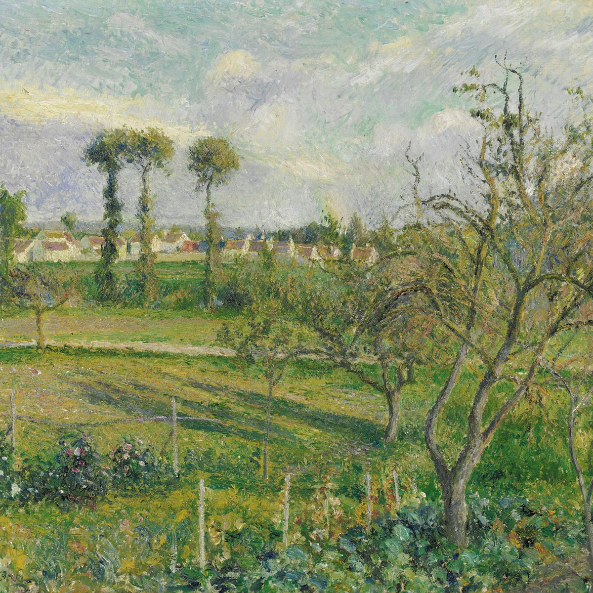 Countryside, Orchard, Village – Hand - Painted Landscape Oil Painting - Oil Painting Haven