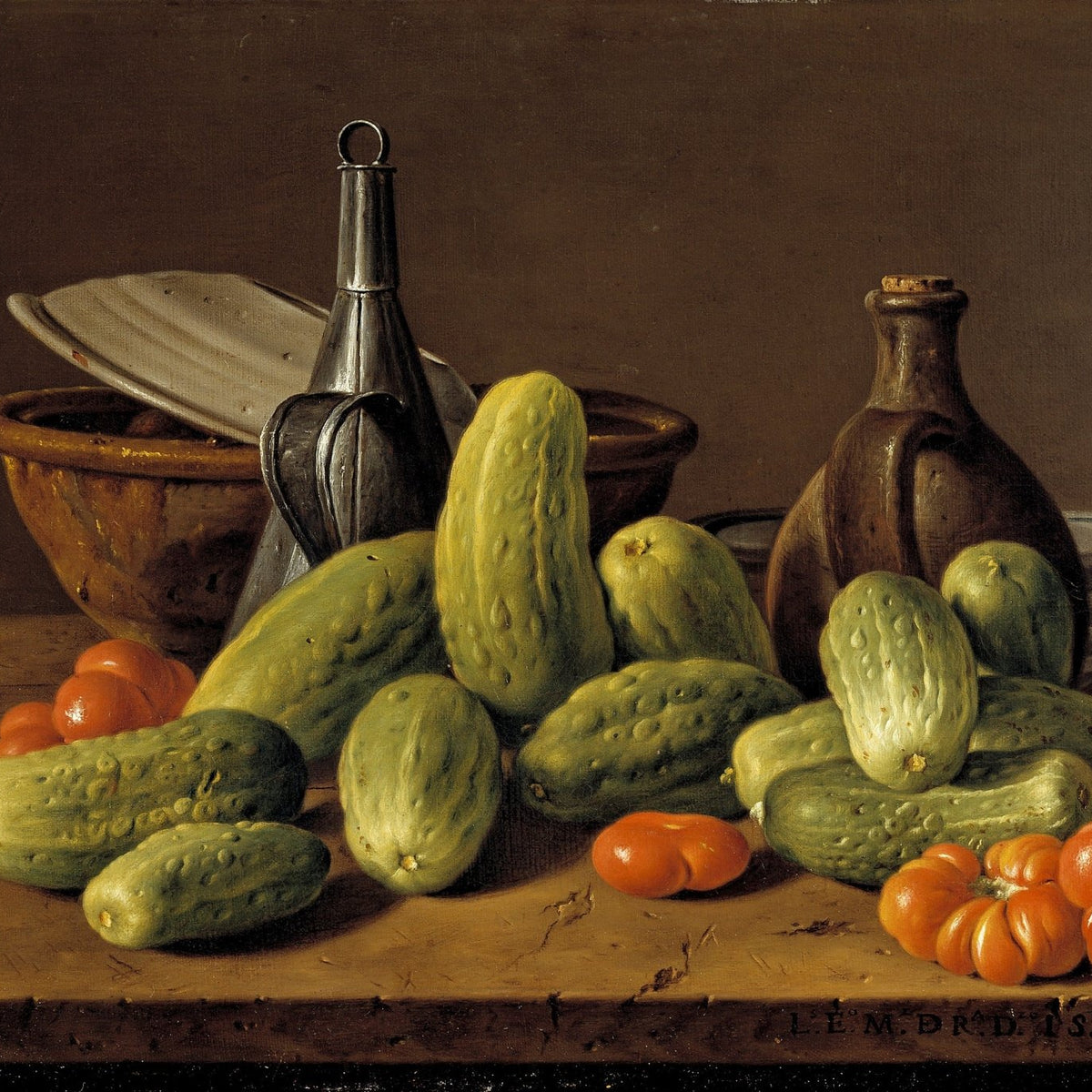 Cucumbers and Tomatoes on Table - Still Life Oil Painting - Oil Painting Haven