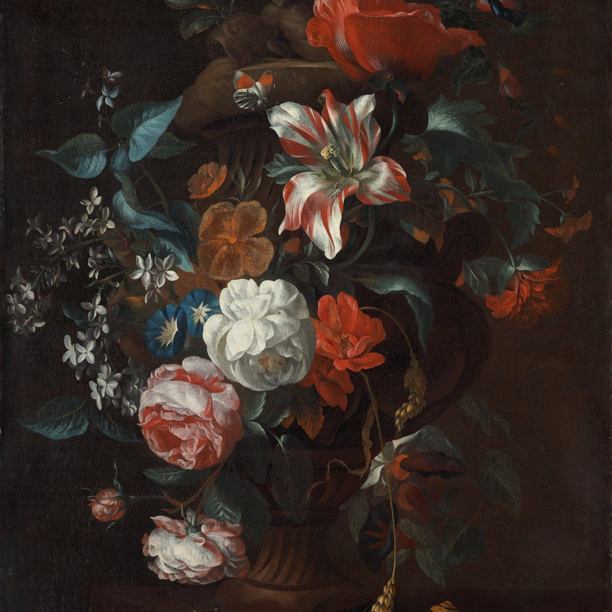 Dark Dutch Floral Still Life with Roses and Lilies – Floral Oil Painting - Oil Painting Haven