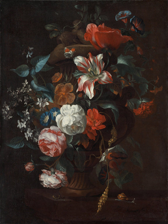 Dark Dutch Floral Still Life with Roses and Lilies – Floral Oil Painting - Oil Painting Haven