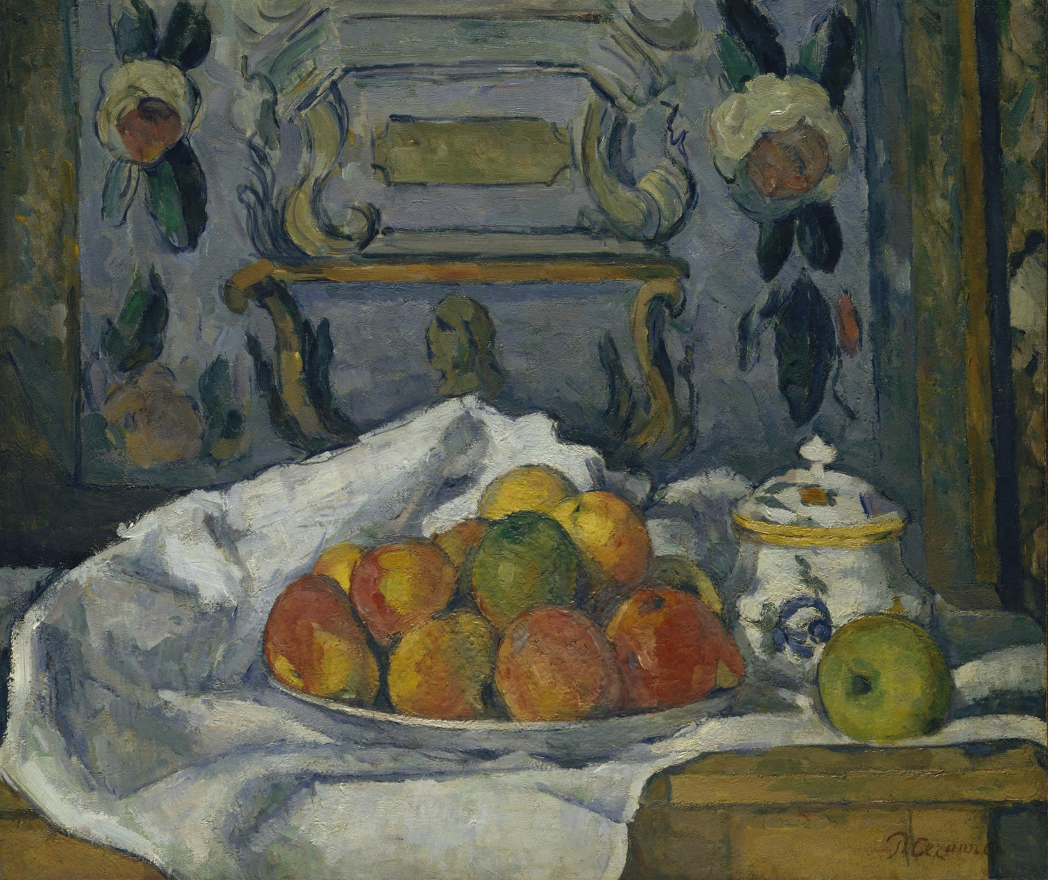 Dish of Apples and Ceramic Jar - Still Life Oil Painting - Oil Painting Haven
