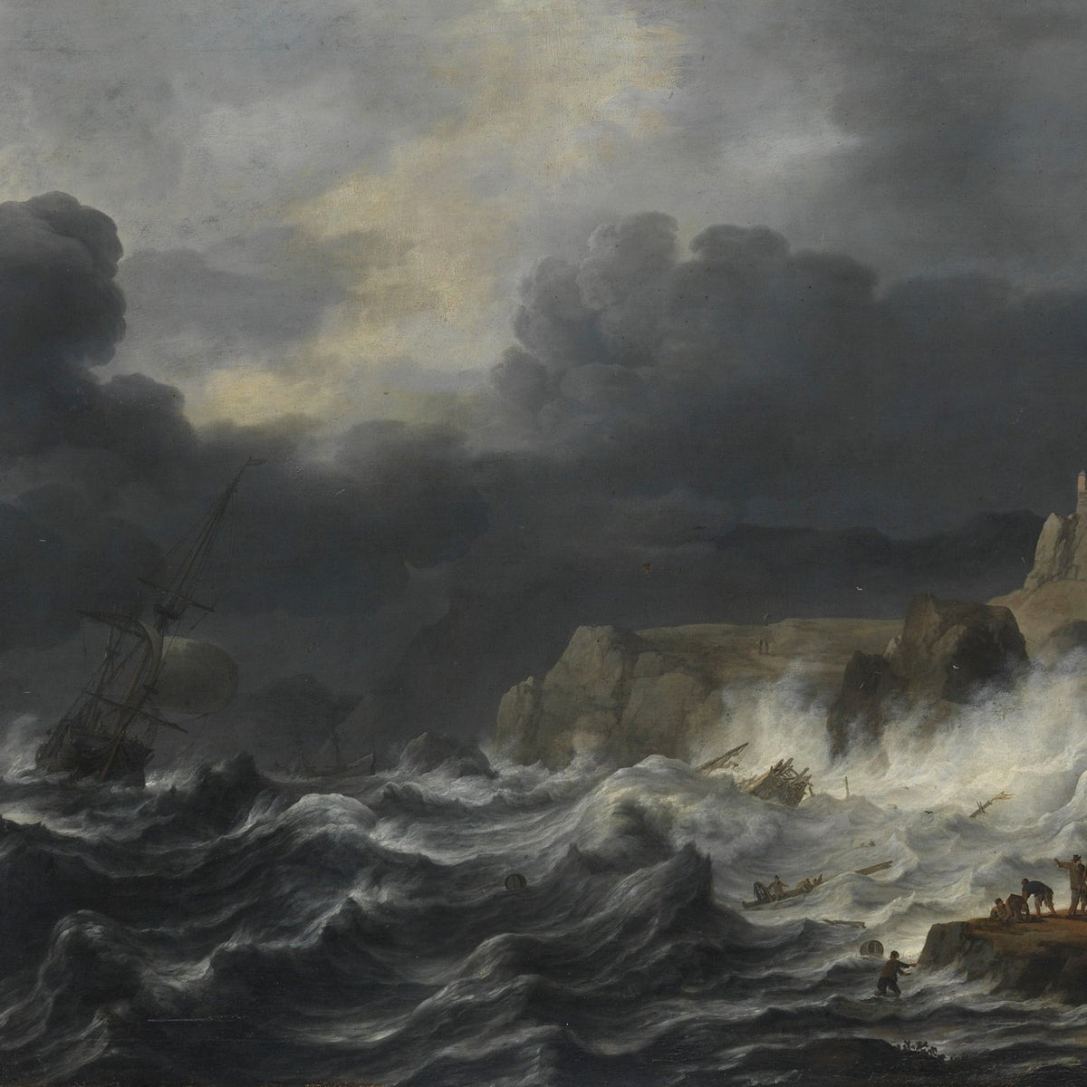 Dramatic Seascape Oil Painting, Hand - Painted Stormy Coast Scene - Oil Painting Haven