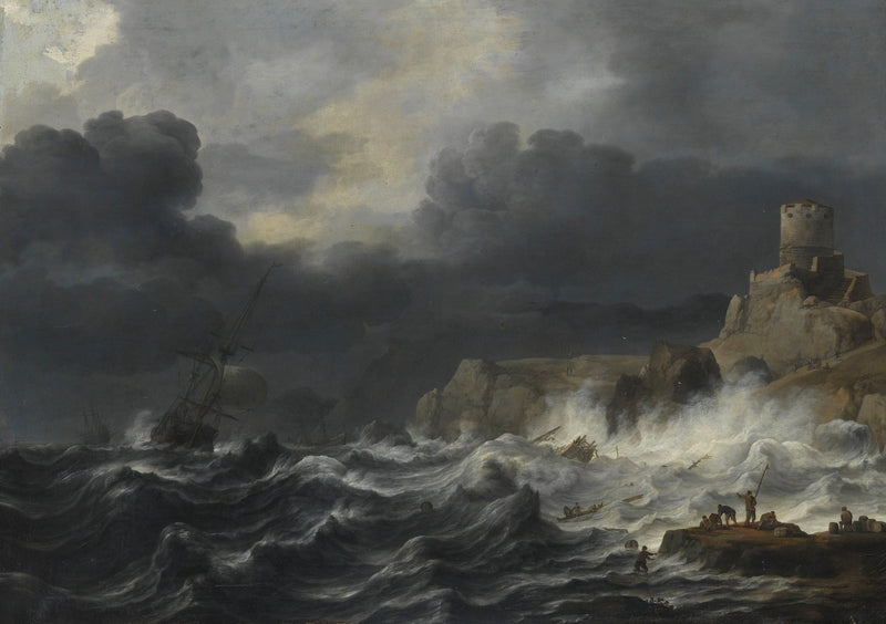 Dramatic Seascape Oil Painting, Hand - Painted Stormy Coast Scene - Oil Painting Haven