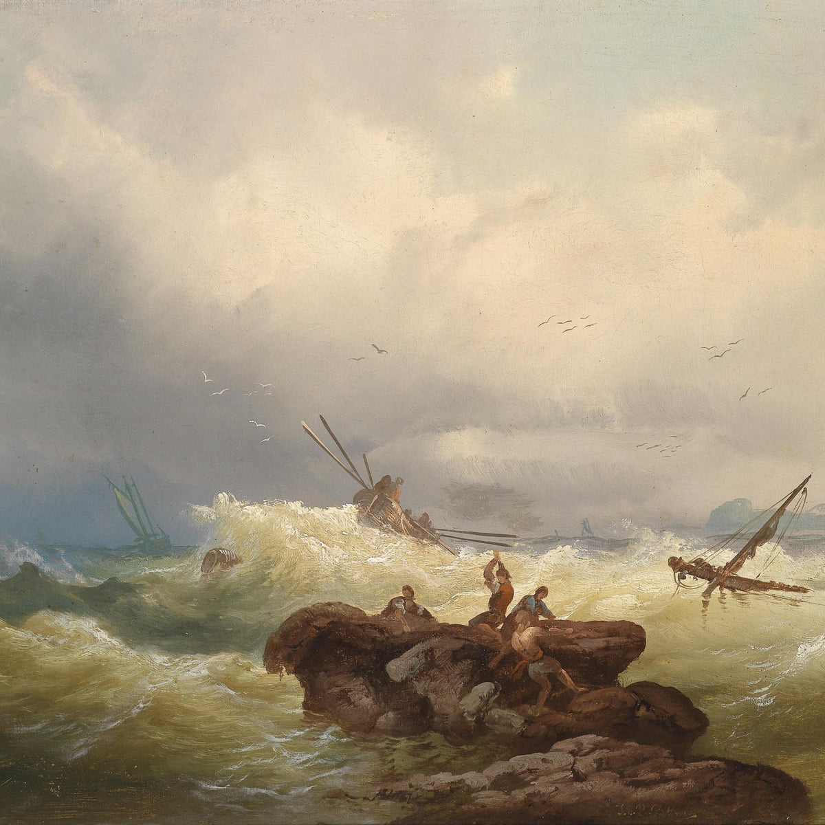 Dramatic Seascape, Storm Waves, Shipwreck – Landscape Oil Painting - Oil Painting Haven