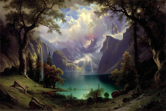 Dreamy Mountain Lake Original Oil Painting For Sale - Oil Painting Haven