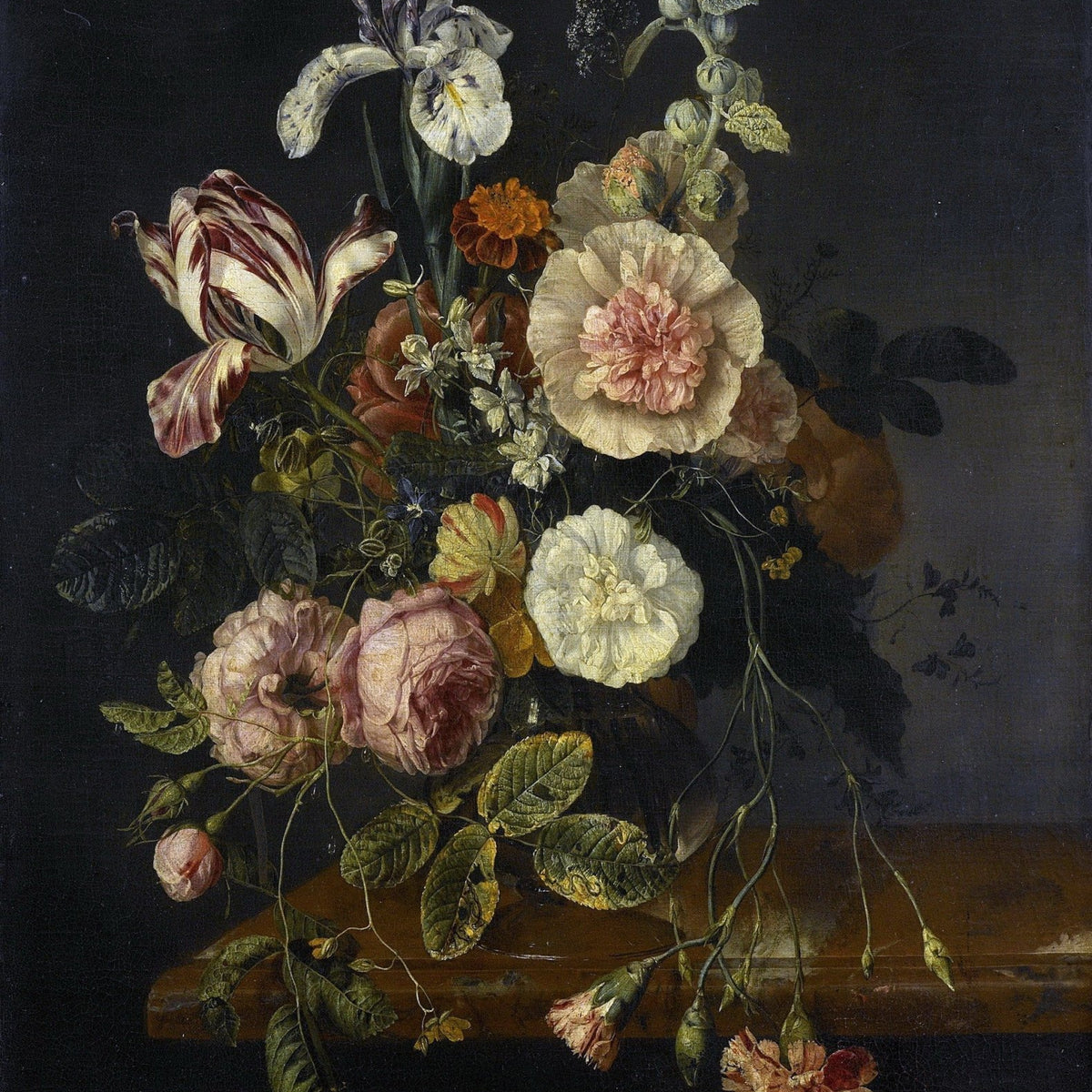Dutch Flower Arrangement with Tulip and Roses – Floral Oil Painting - Oil Painting Haven