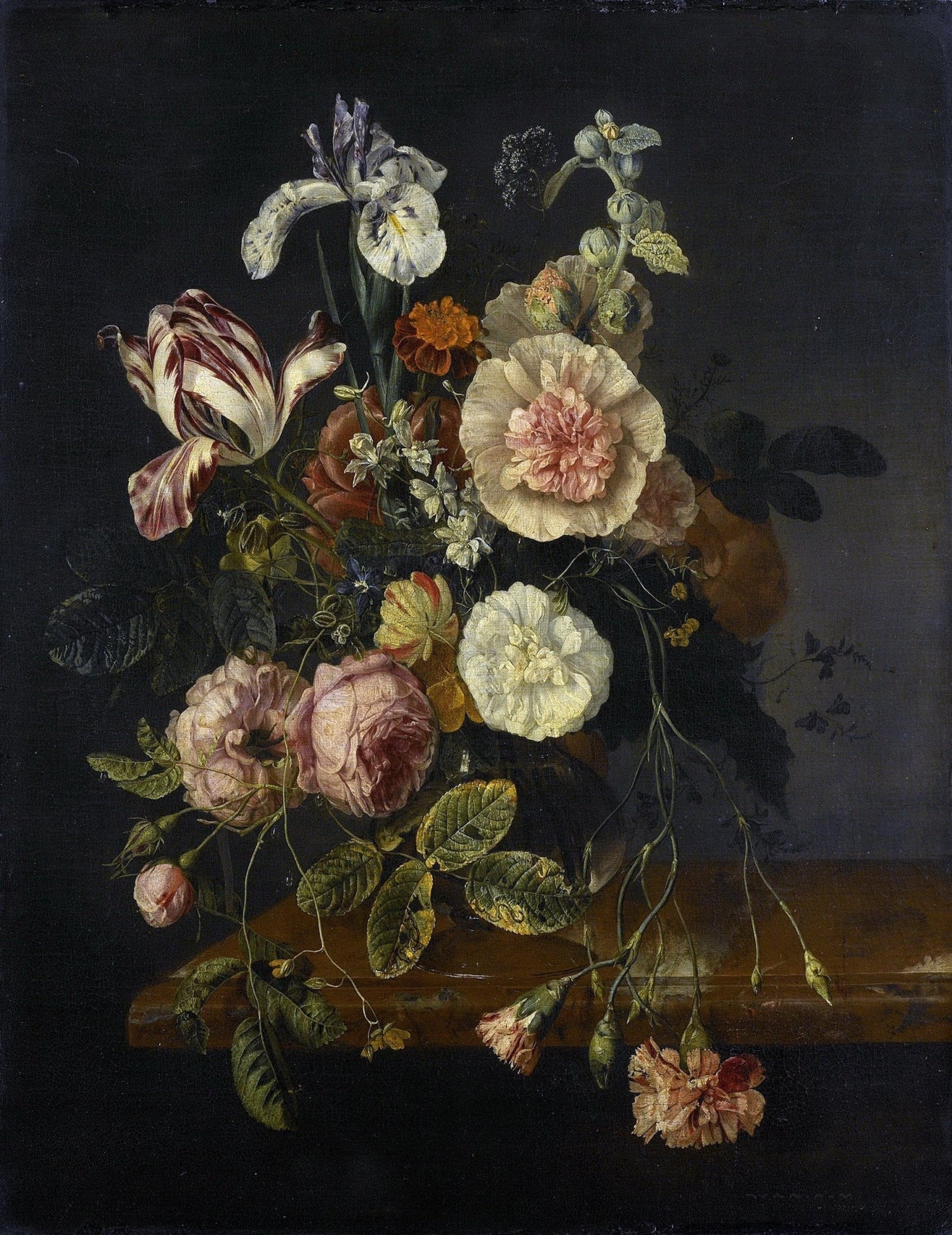 Dutch Flower Arrangement with Tulip and Roses – Floral Oil Painting - Oil Painting Haven