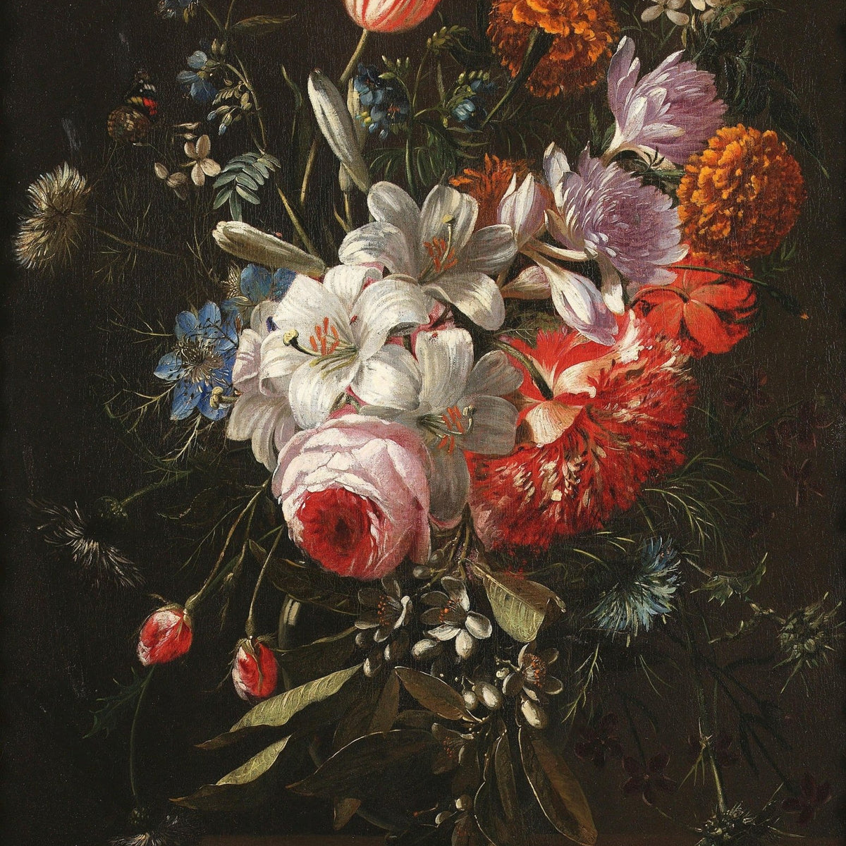 Dutch Flower Bouquet with Lily and Tulip – Floral Oil Painting - Oil Painting Haven