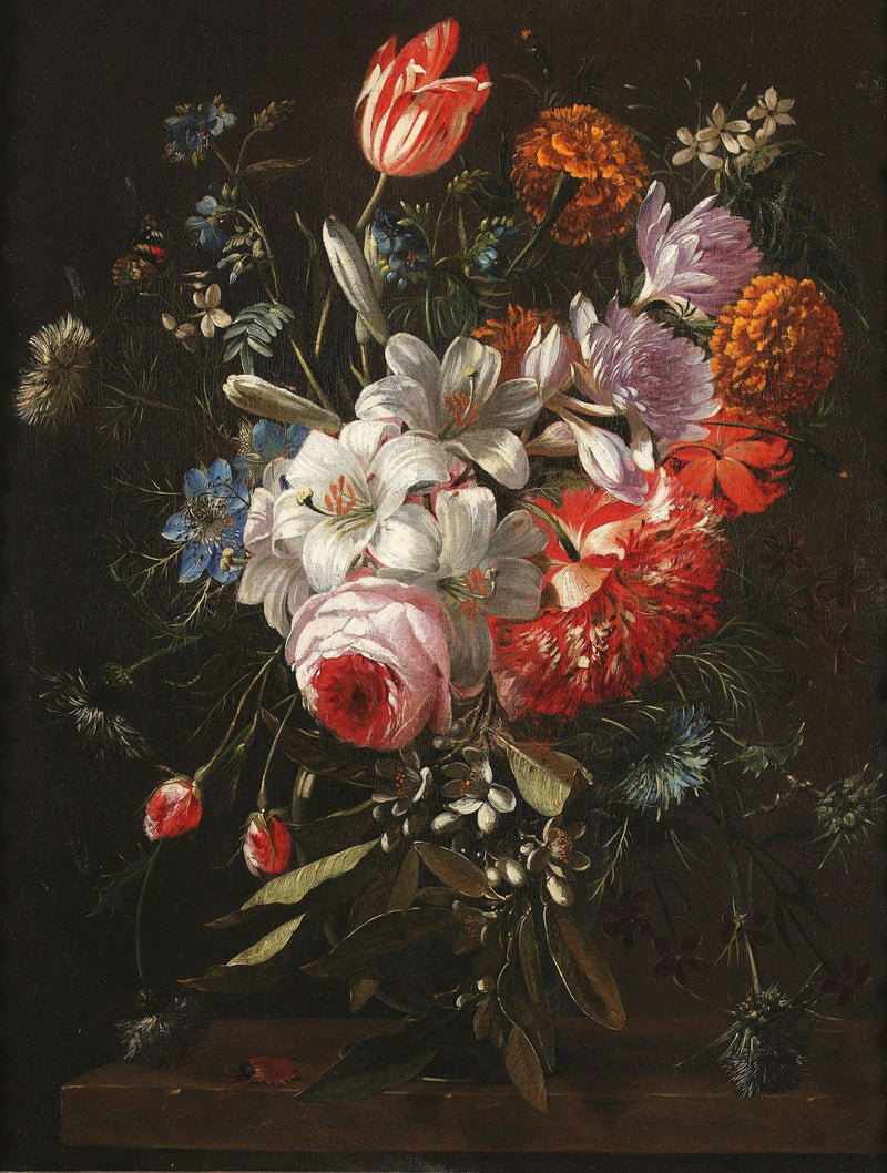 Dutch Flower Bouquet with Lily and Tulip – Floral Oil Painting - Oil Painting Haven