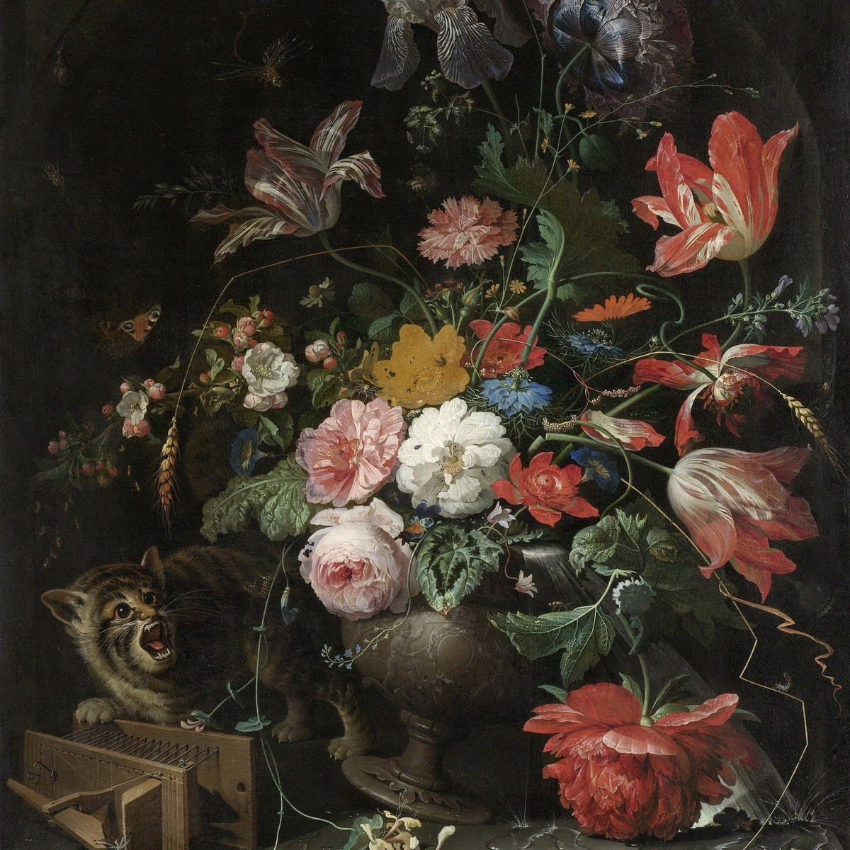 Dutch Flower Still Life with Tulips and Roses – Floral Oil Painting - Oil Painting Haven