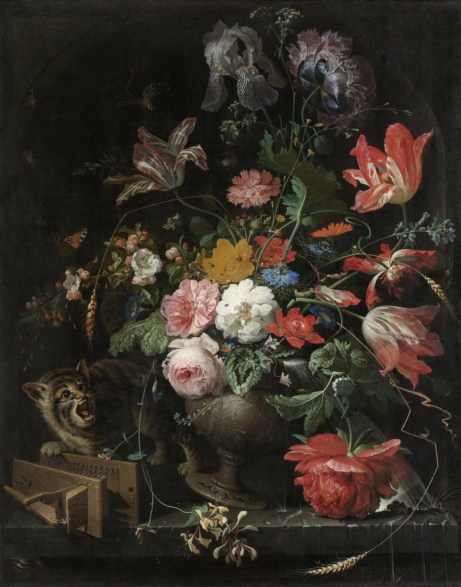 Dutch Flower Still Life with Tulips and Roses – Floral Oil Painting - Oil Painting Haven