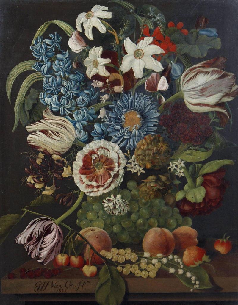 Dutch Still Life with Flowers and Fruit – Floral Oil Painting - Oil Painting Haven