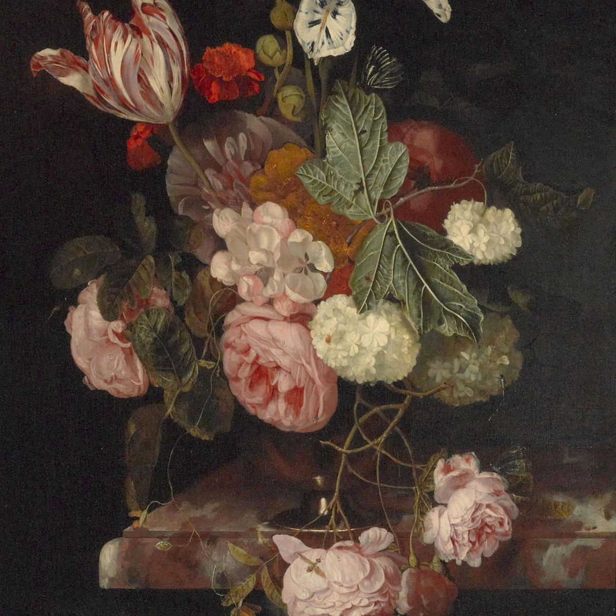 Dutch Still Life with Roses and Tulip – Floral Oil Painting - Oil Painting Haven