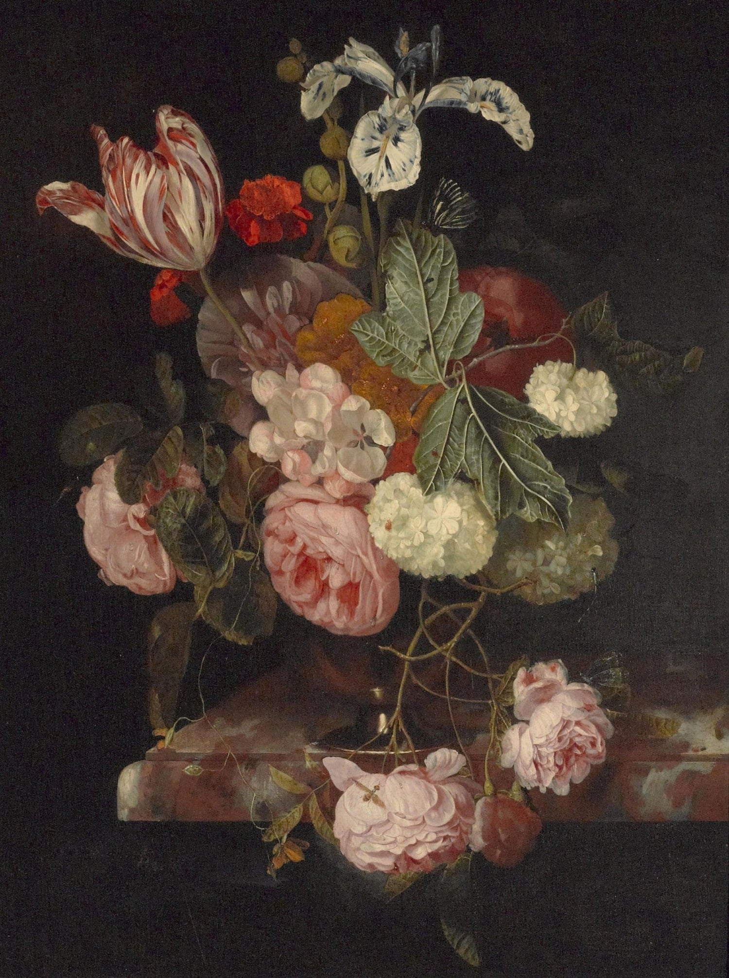 Dutch Still Life with Roses and Tulip – Floral Oil Painting - Oil Painting Haven