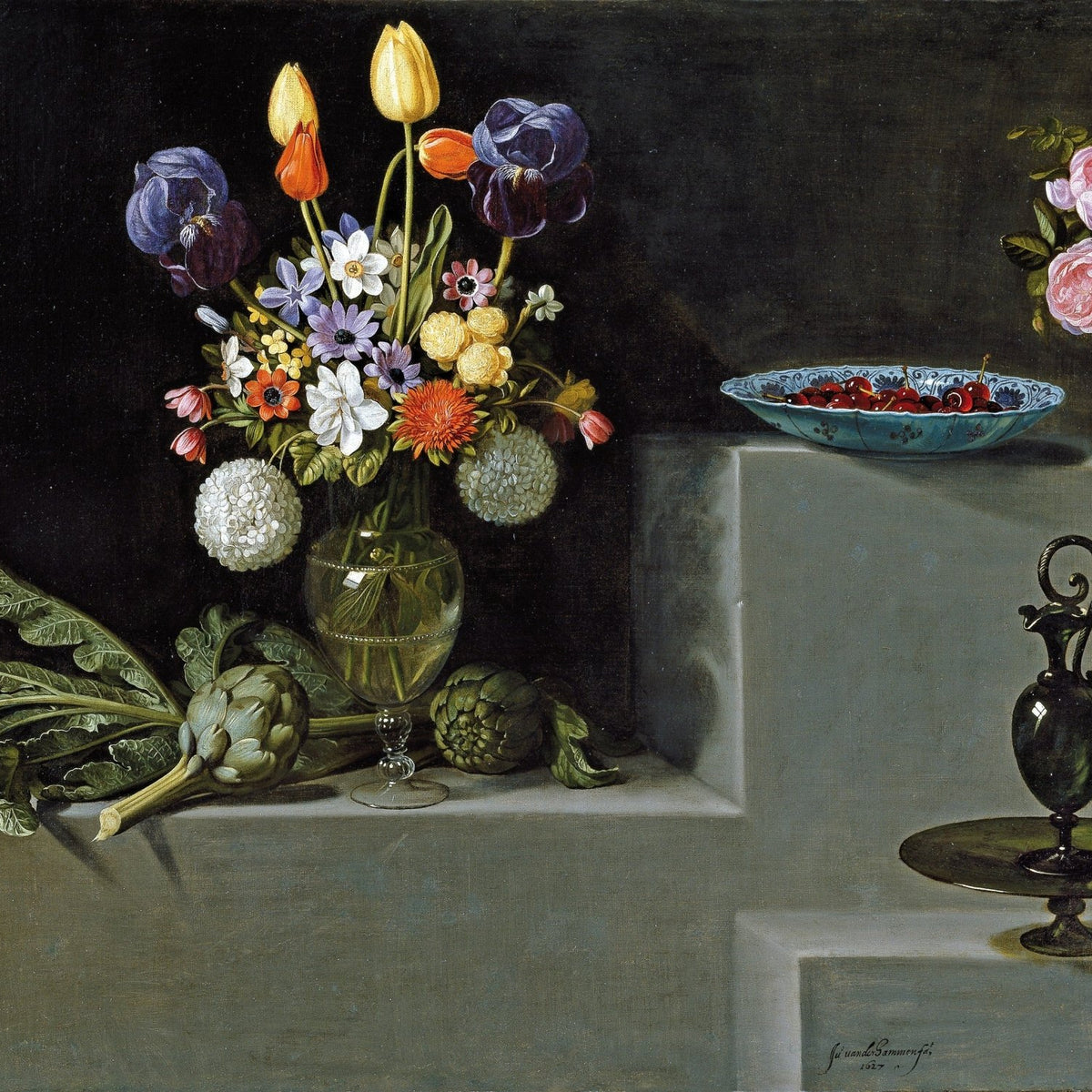 Dutch Still Life with Tulips and Roses Vase – Floral Oil Painting - Oil Painting Haven