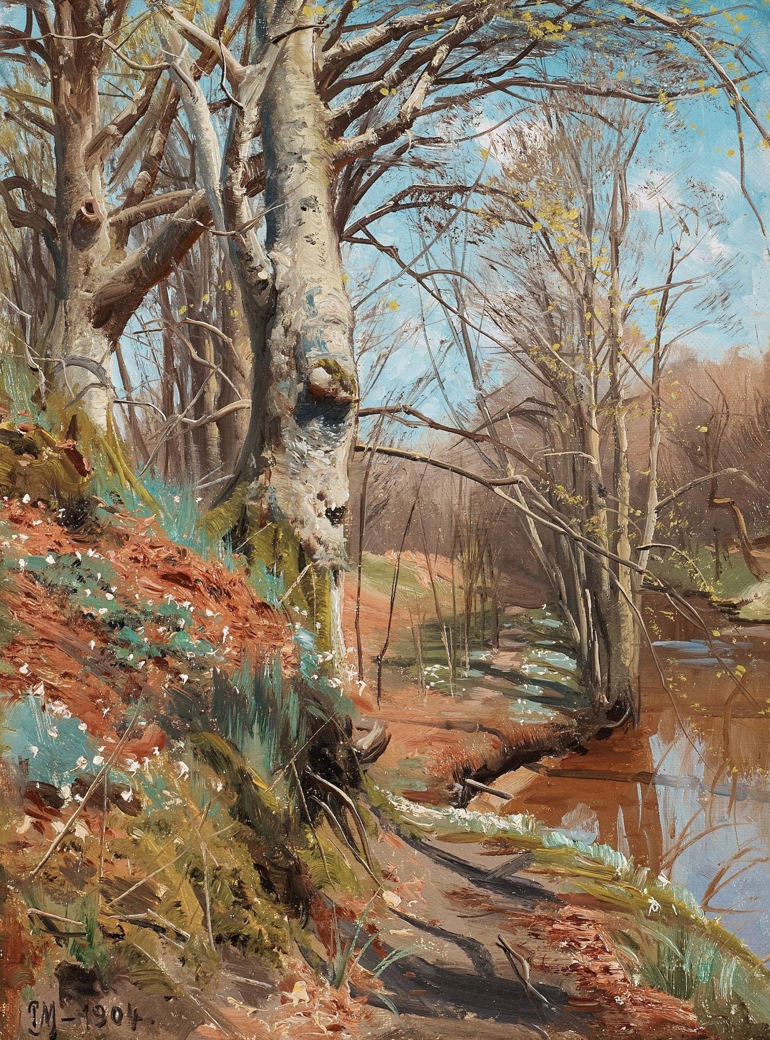 Early Spring Woodland Stream – Landscape Oil Painting - Oil Painting Haven