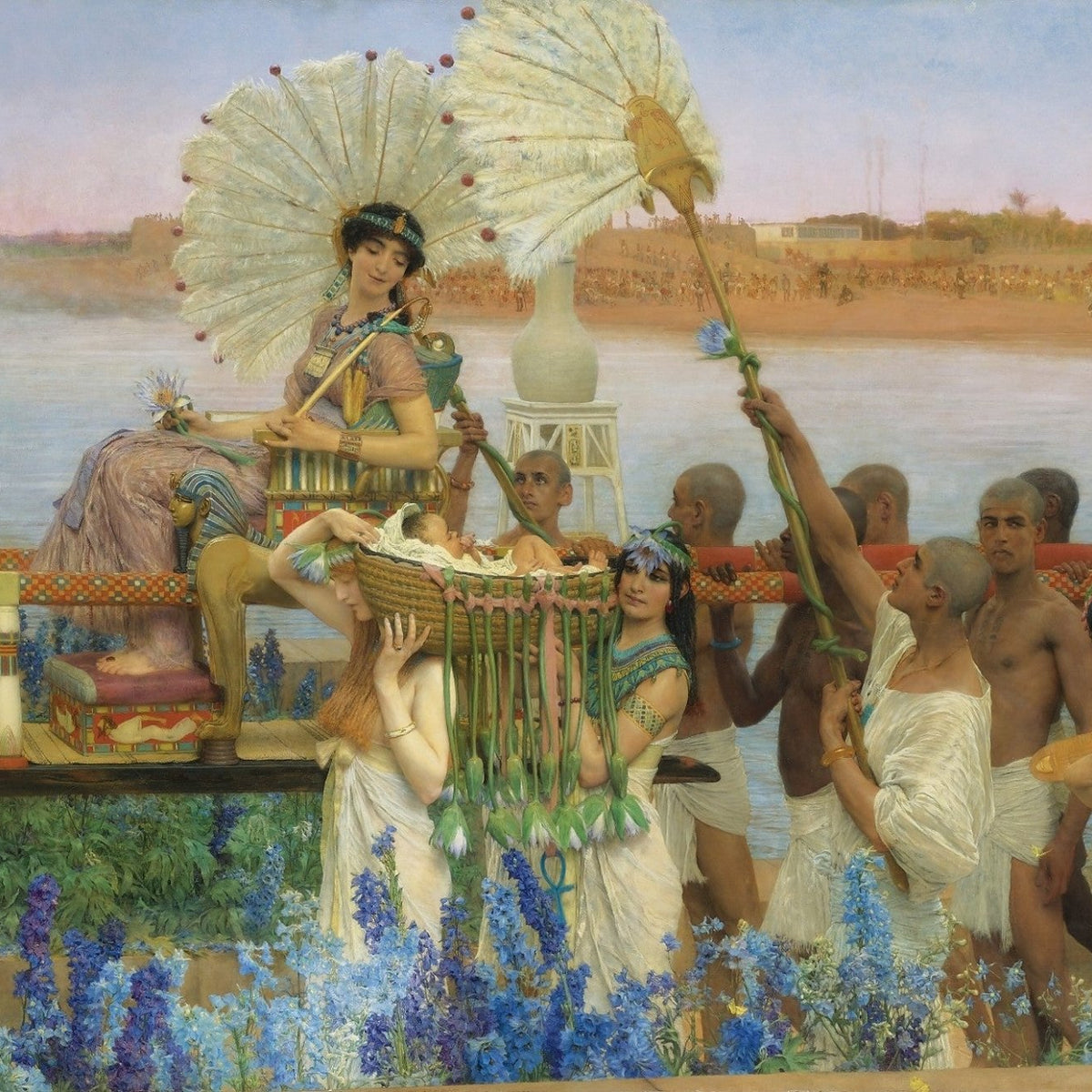 Egyptian Queen Procession on the Nile - People Oil Painting - Oil Painting Haven