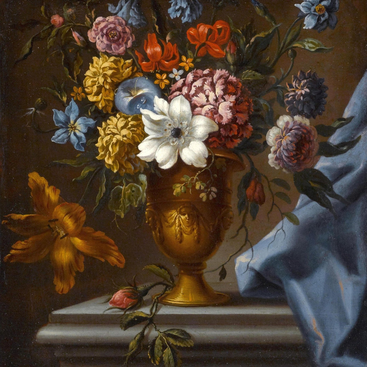 Elegant Flower Bouquet in Gold Urn – Floral Oil Painting - Oil Painting Haven