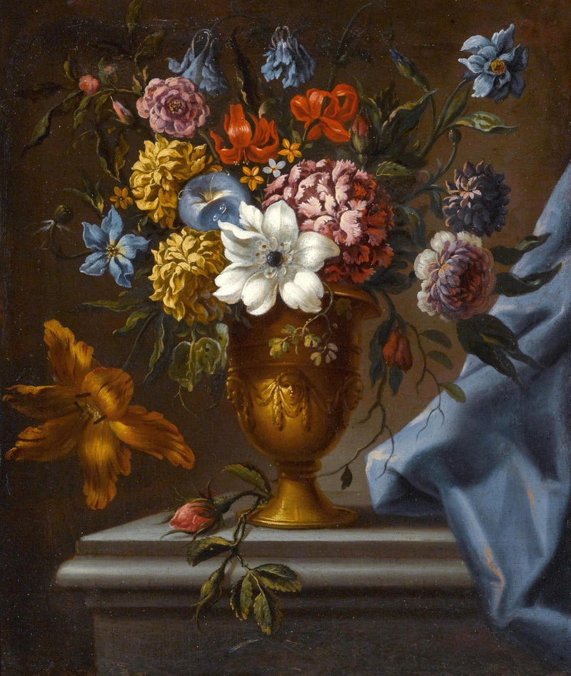 Elegant Flower Bouquet in Gold Urn – Floral Oil Painting - Oil Painting Haven