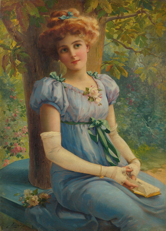 Elegant Lady Portrait in Garden Setting - People Oil Painting - Oil Painting Haven