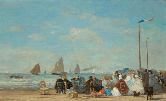 Elegant Seaside Gathering with Sailing Boats - People Oil Painting - Oil Painting Haven
