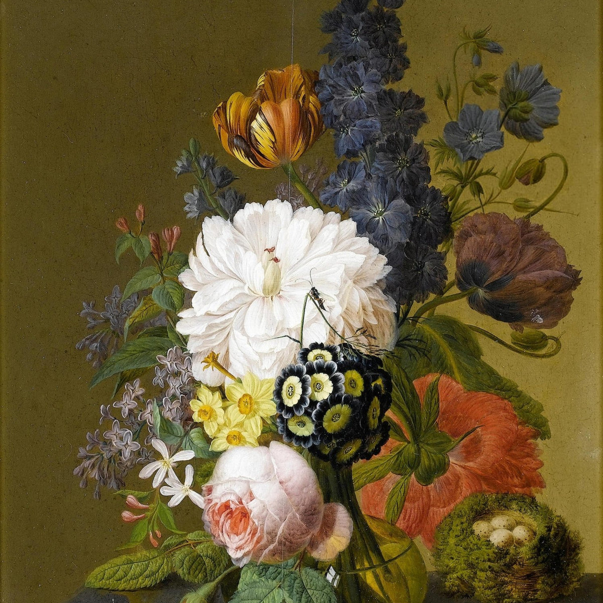 Elegant Spring Bouquet in Glass Vase – Floral Oil Painting - Oil Painting Haven