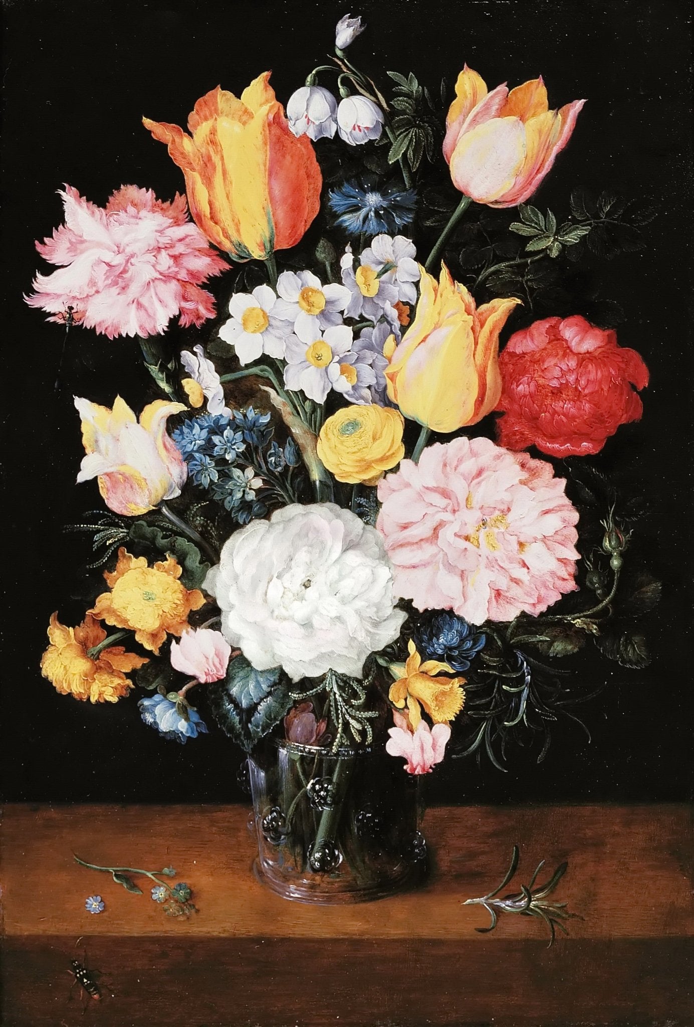 Elegant Tulips and Garden Flowers in Glass Vase - Floral Oil Painting - Oil Painting Haven