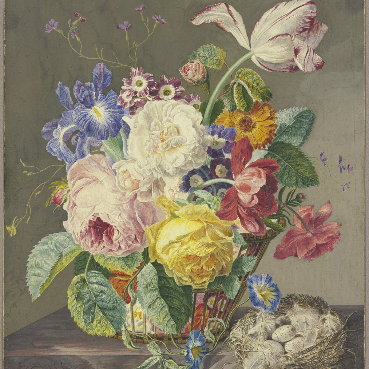 Elegant Vase of Roses and Tulips Still Life - Floral Oil Painting - Oil Painting Haven