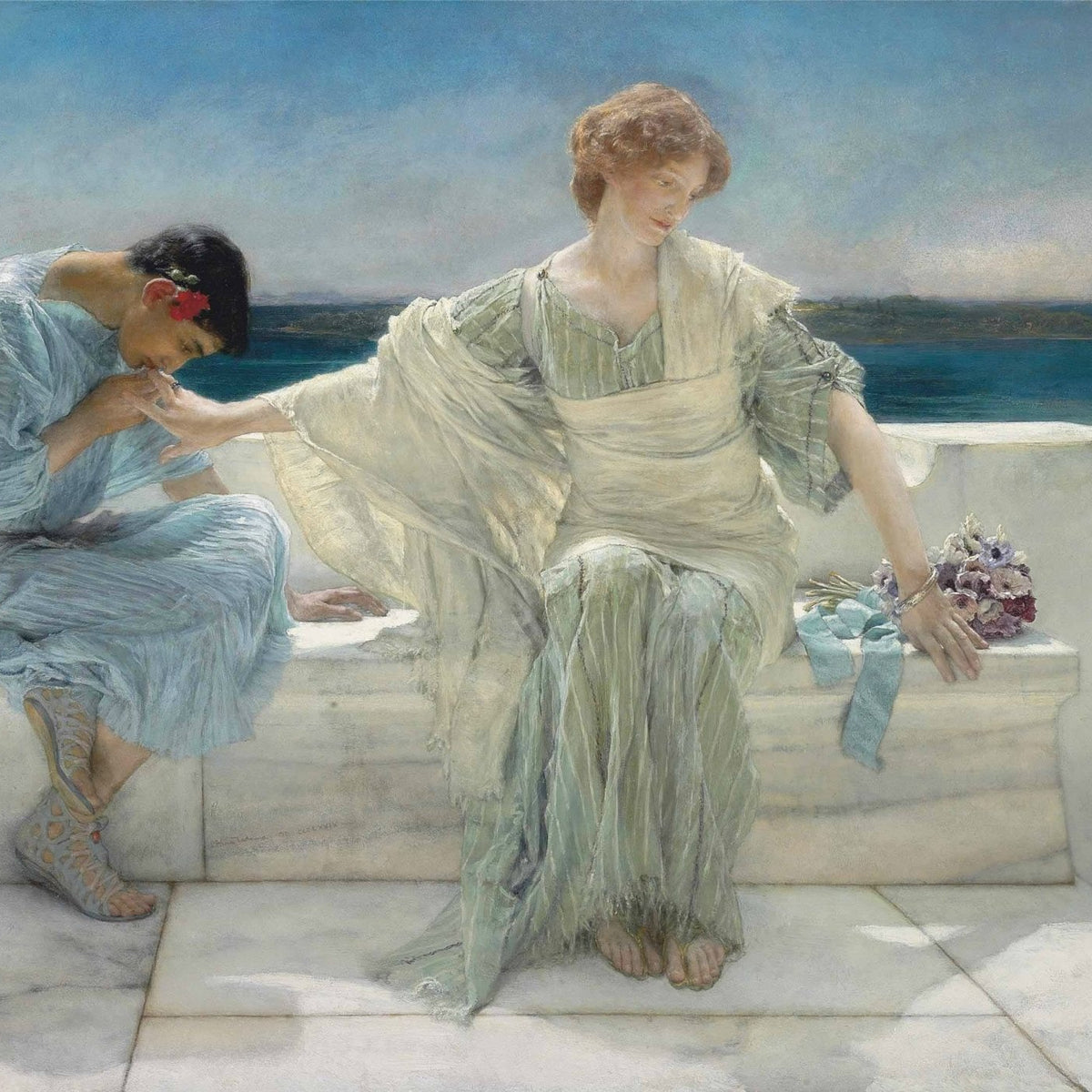 Elegant Women by the Seaside Terrace - People Oil Painting - Oil Painting Haven