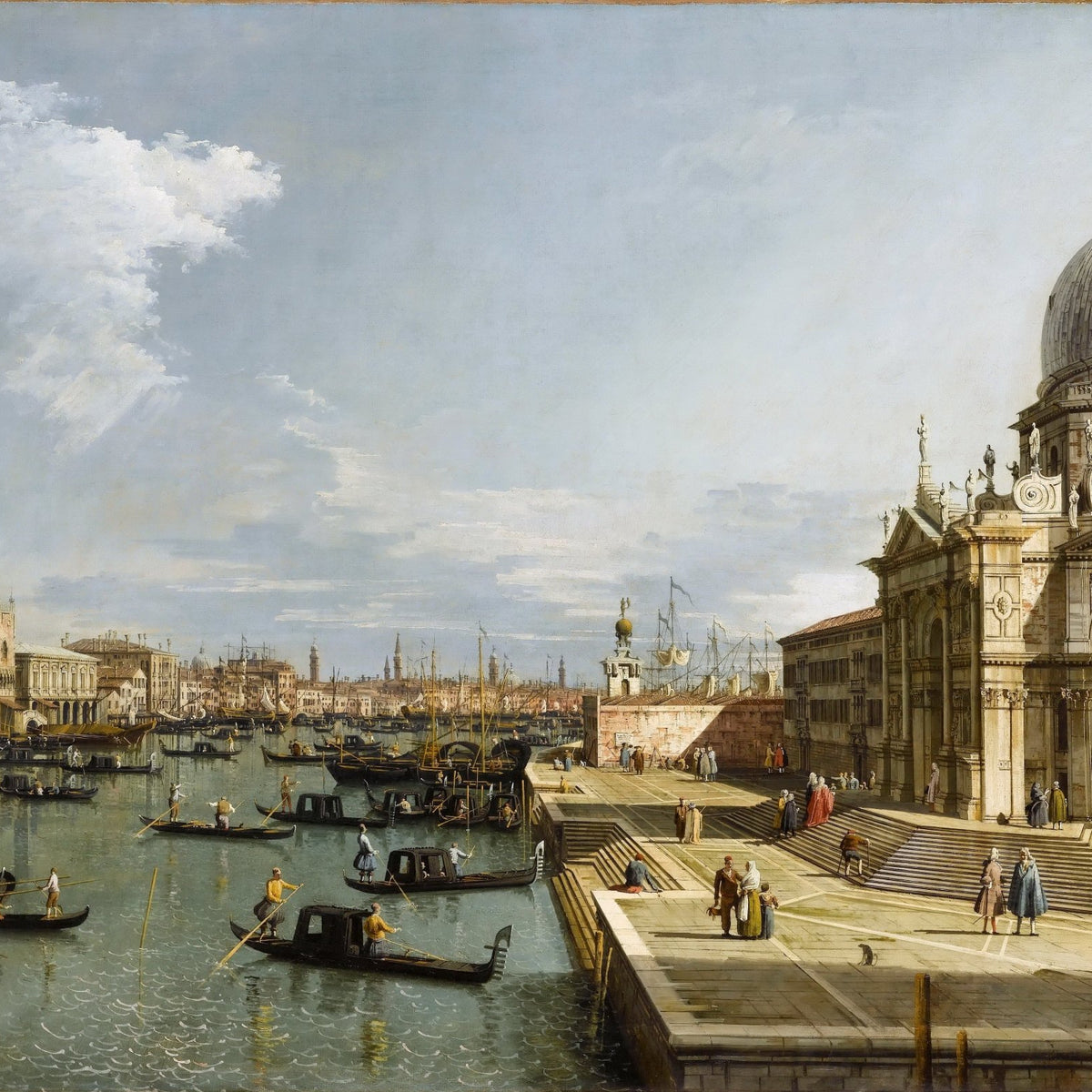 Hand painted oil on canvas landscape oil painting of Venice’s Grand Canal entrance with boats, buildings, and textured. - Add Frame, Boat, Canal, Canvas, Hand Painted, Landscape, Made To Order, Oil Painting, Venice