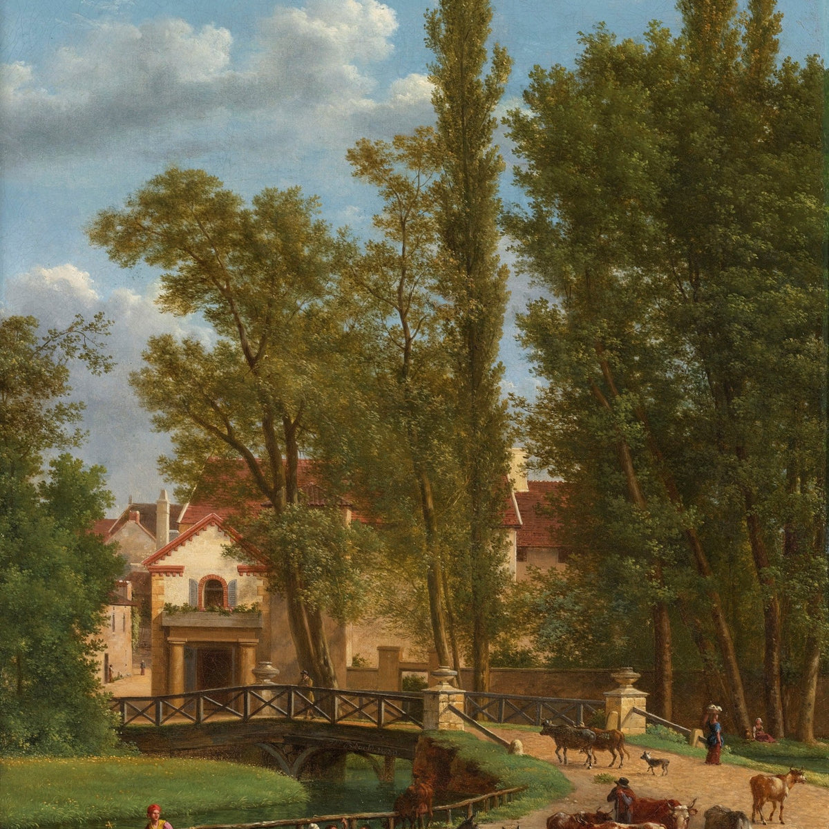 European Country Estate Scene | Hand - Painted Landscape Oil Painting - Oil Painting Haven