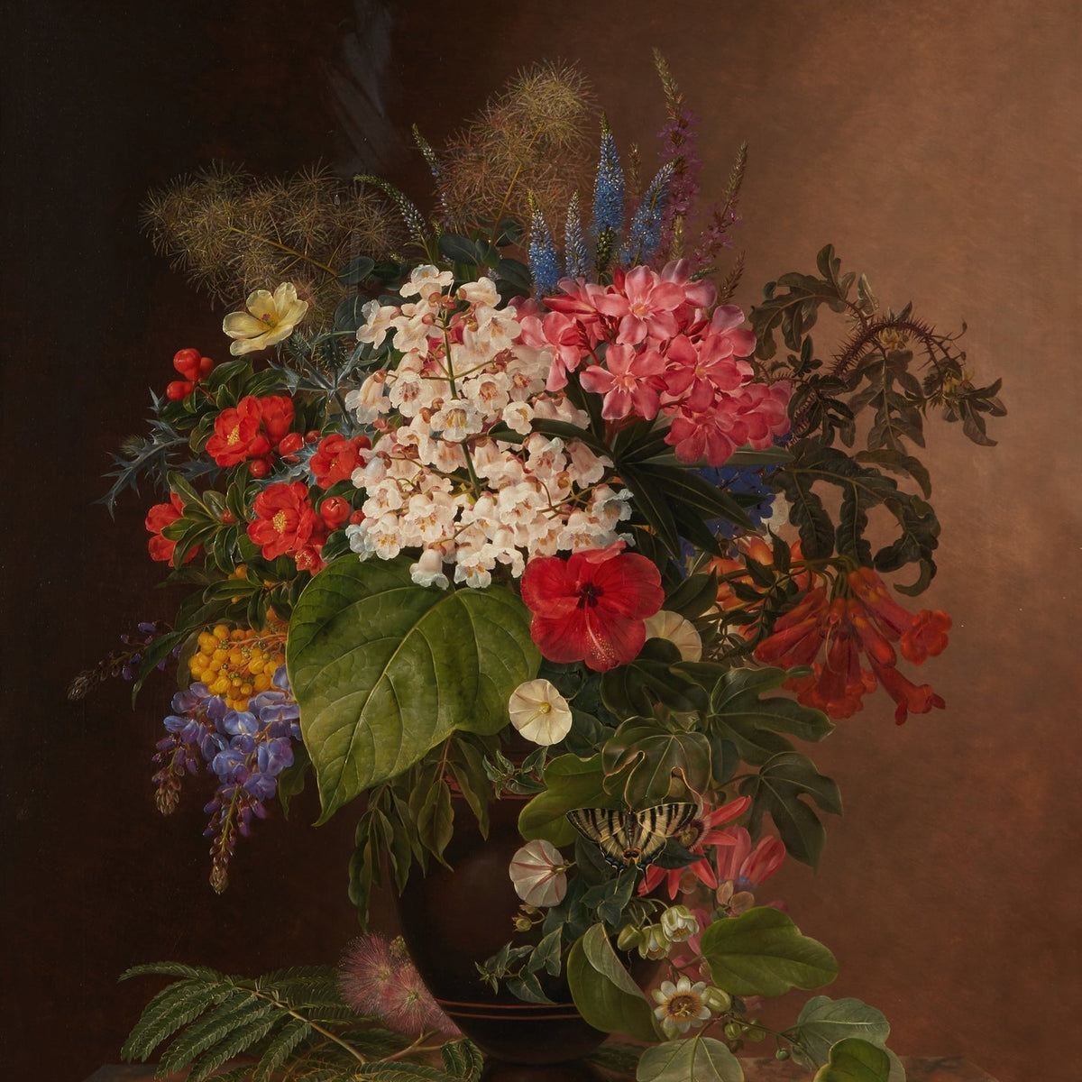 Exotic Flower Bouquet in Classic Vase Still Life - Floral Oil Painting - Oil Painting Haven