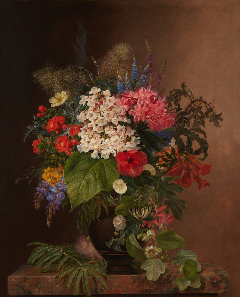 Exotic Flower Bouquet in Classic Vase Still Life - Floral Oil Painting - Oil Painting Haven