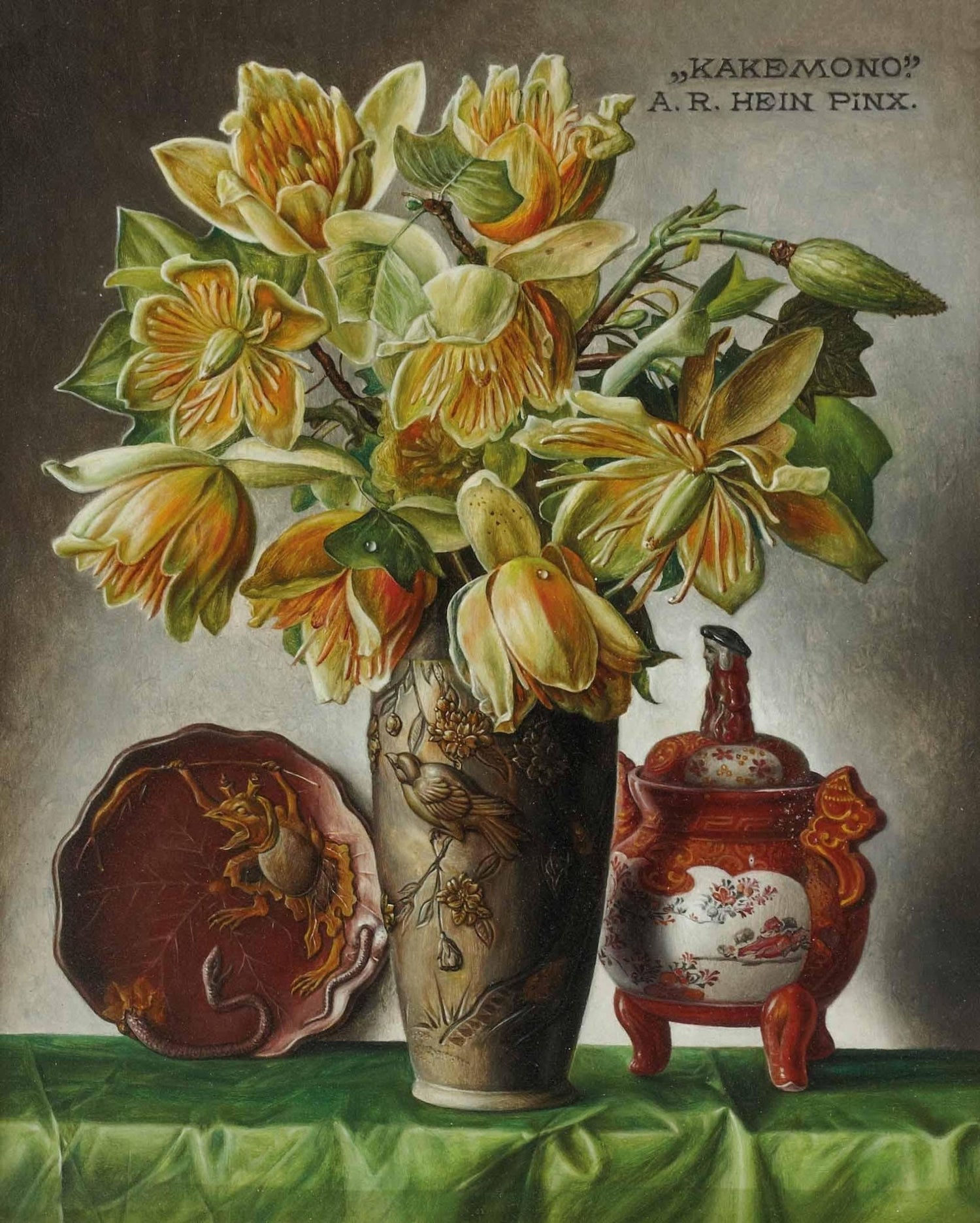 Exotic Yellow Flowers in Decorative Vase – Floral Oil Painting - Oil Painting Haven