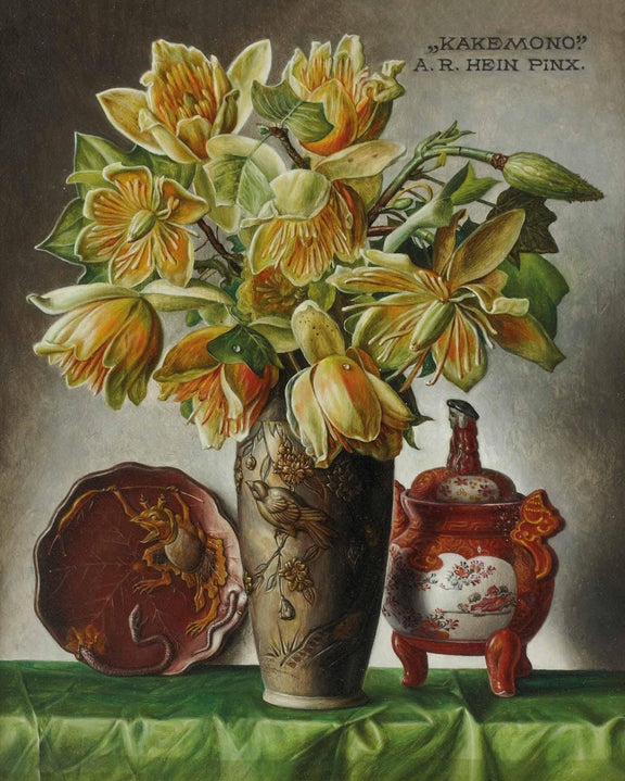 Exotic Yellow Flowers in Decorative Vase – Floral Oil Painting - Oil Painting Haven