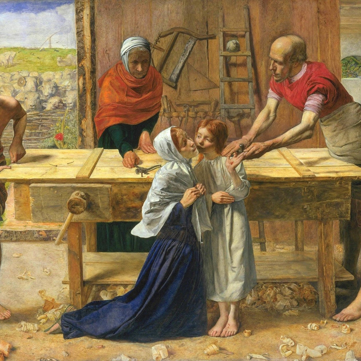 Family Workshop Scene with Mother and Child - People Oil Painting - Oil Painting Haven