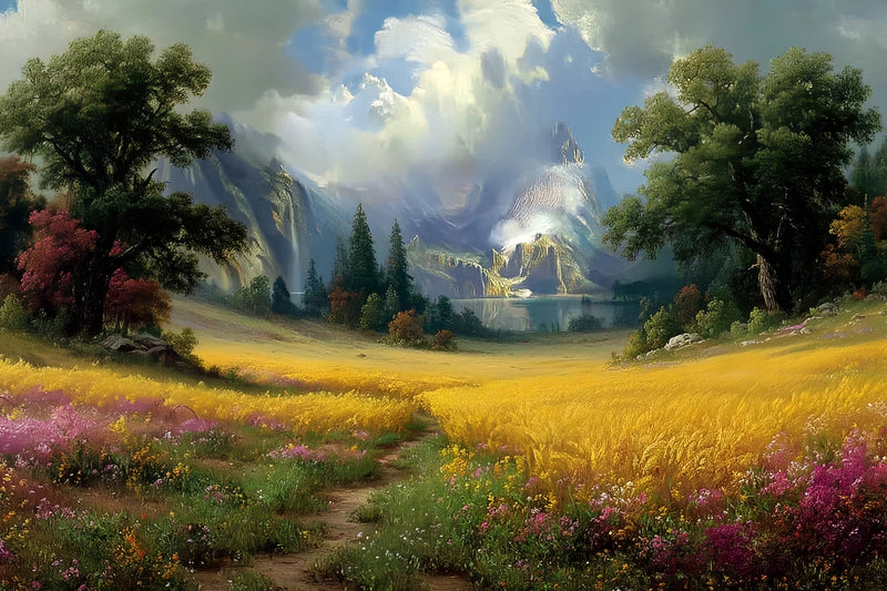 Fantasy Mountain Valley Original Oil Painting For Sale - Oil Painting Haven