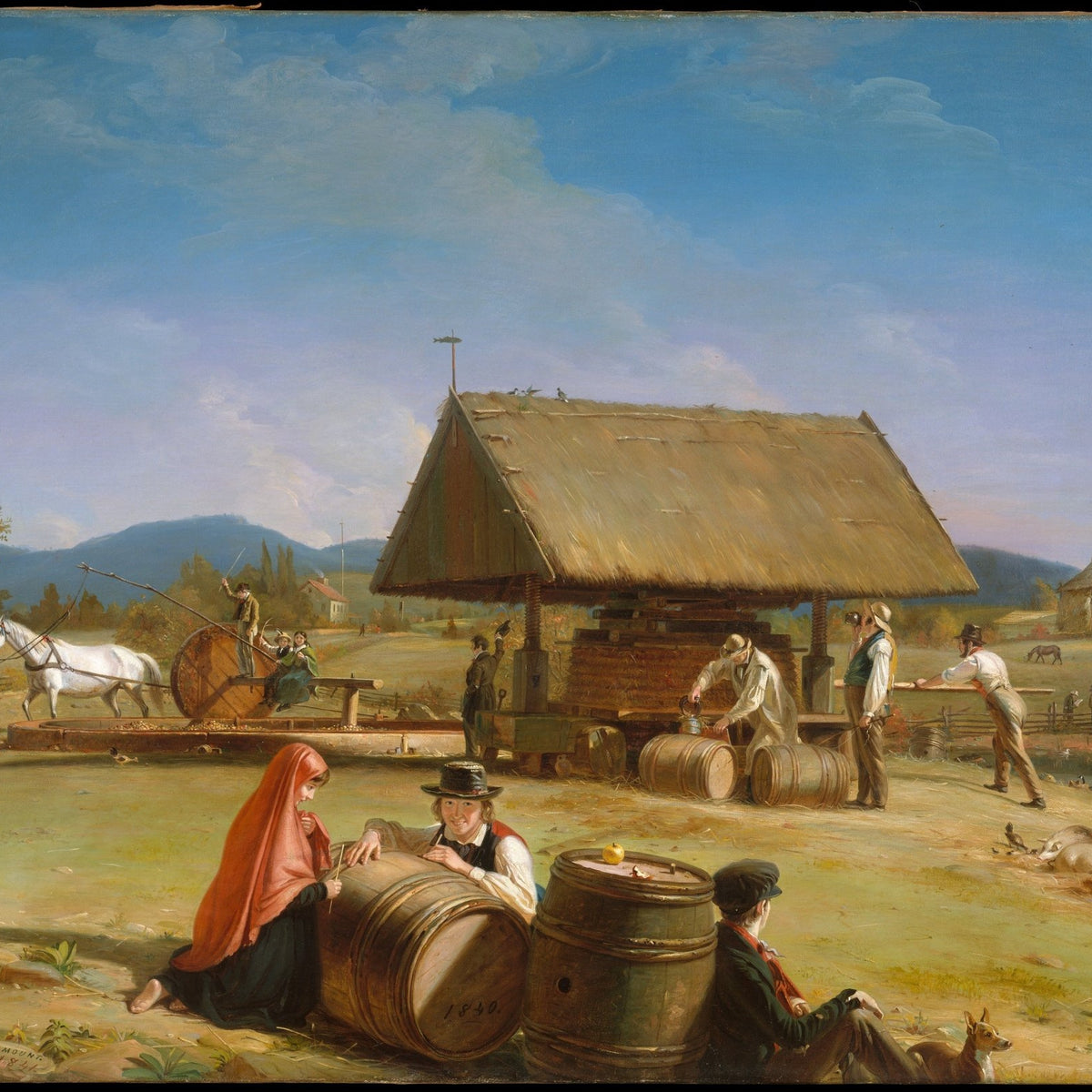 Farmers Making Cider in Rural Village - People Oil Painting - Oil Painting Haven