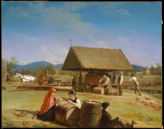 Farmers Making Cider in Rural Village - People Oil Painting - Oil Painting Haven