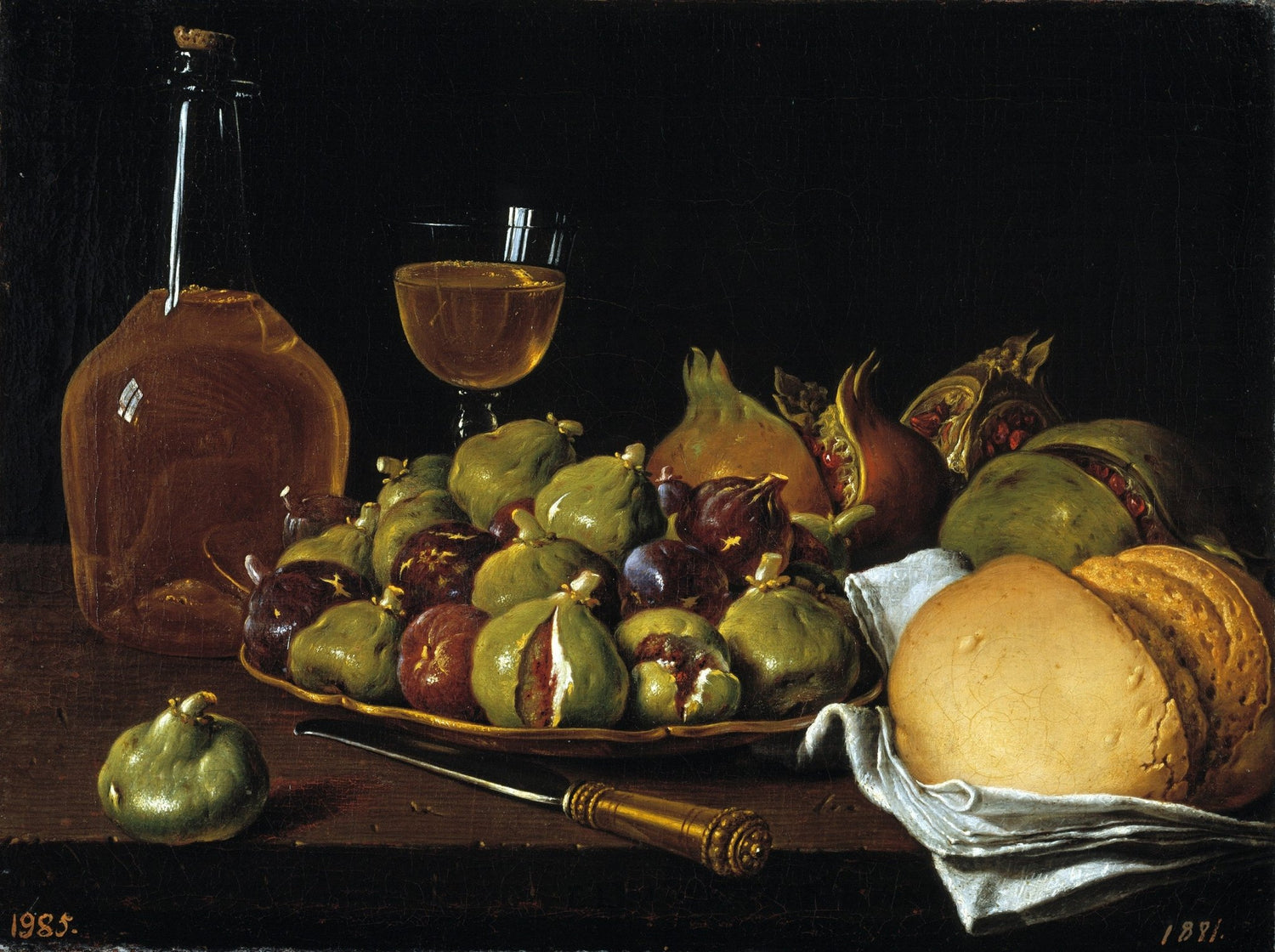 Figs, Bread and Wine Table Scene - Still Life Oil Painting - Oil Painting Haven