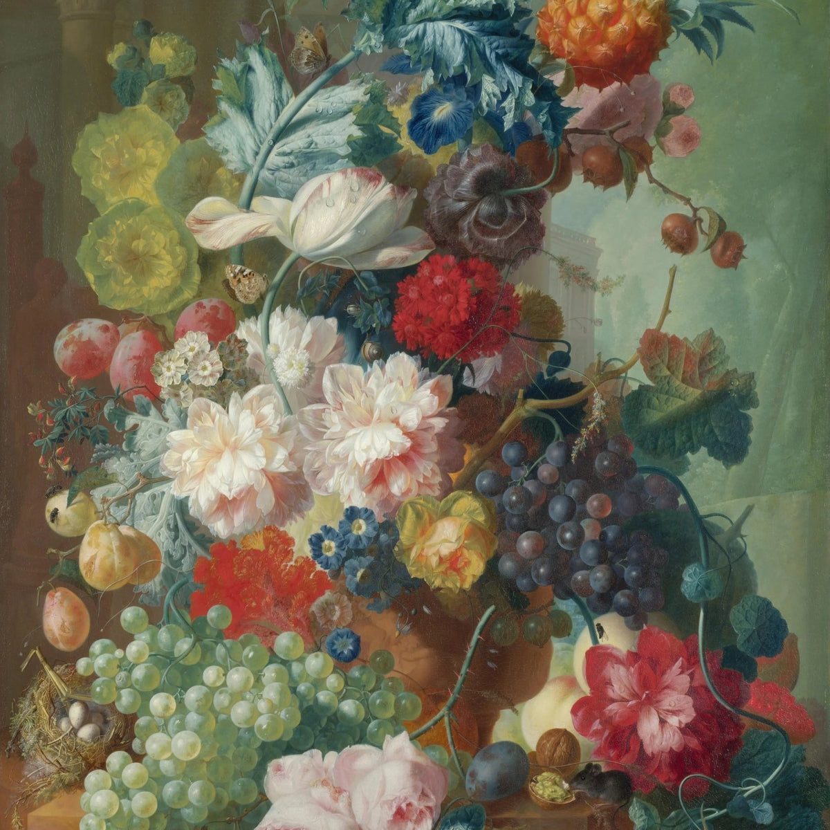 Floral Oil Painting - Abundant Flowers and Bountiful Fruits Wall Art - Oil Painting Haven