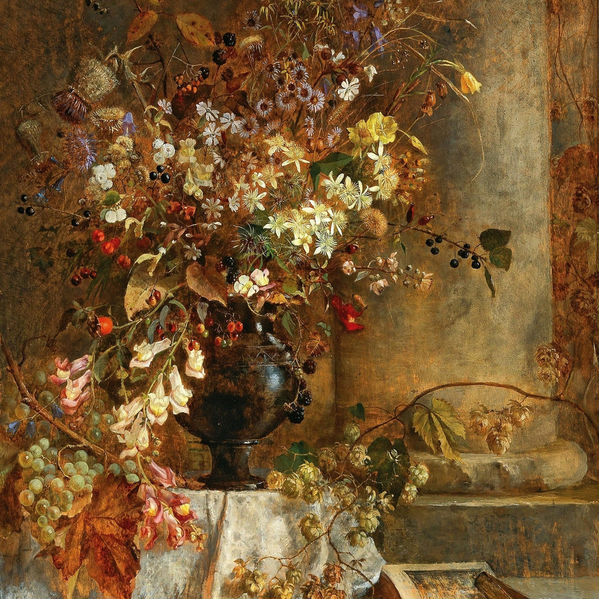 Floral Oil Painting - Autumn Wildflowers Hand - Painted Canvas - Oil Painting Haven