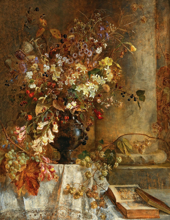 Floral Oil Painting - Autumn Wildflowers Hand - Painted Canvas - Oil Painting Haven