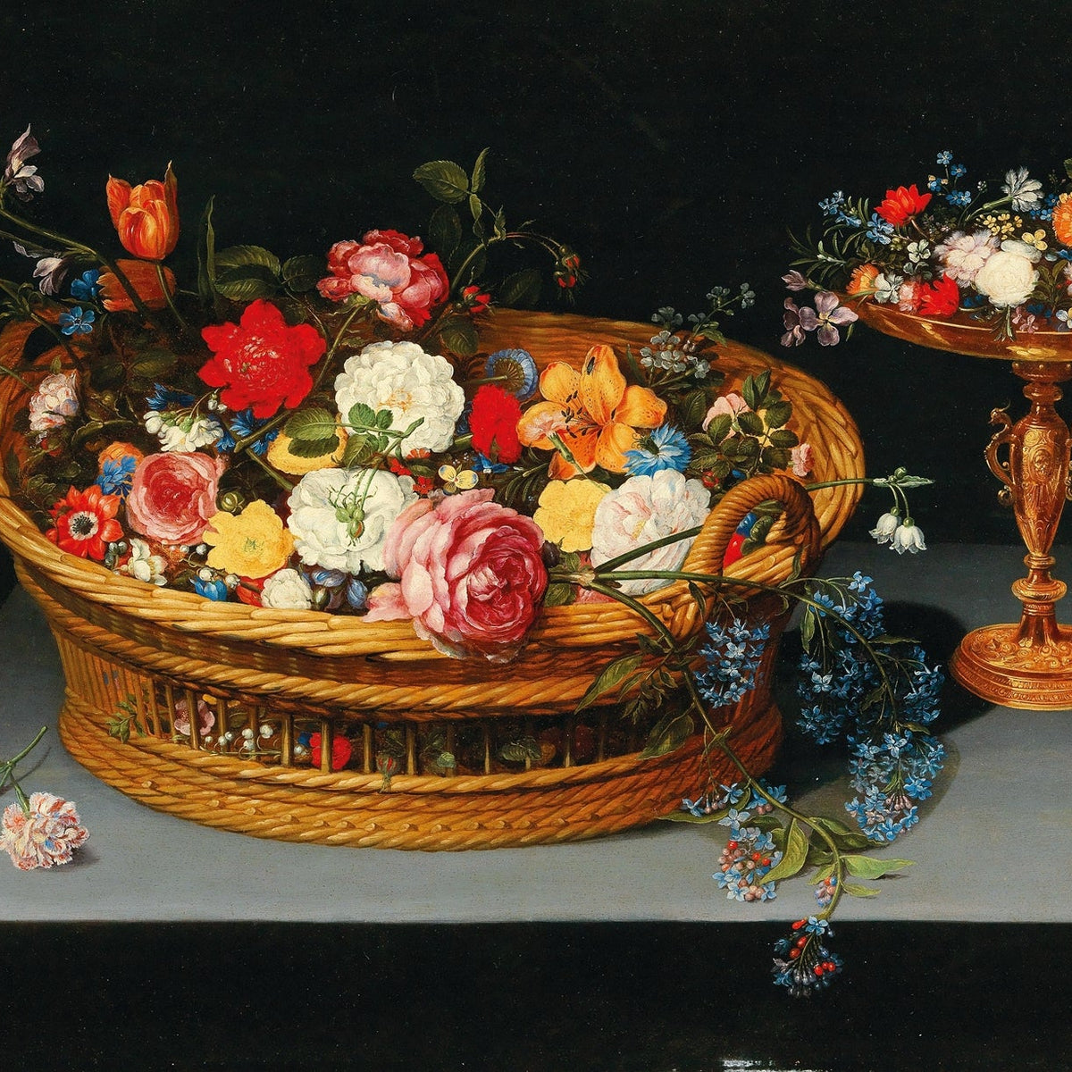 Floral Oil Painting - Basket Still Life Hand - Painted Canvas Art - Oil Painting Haven